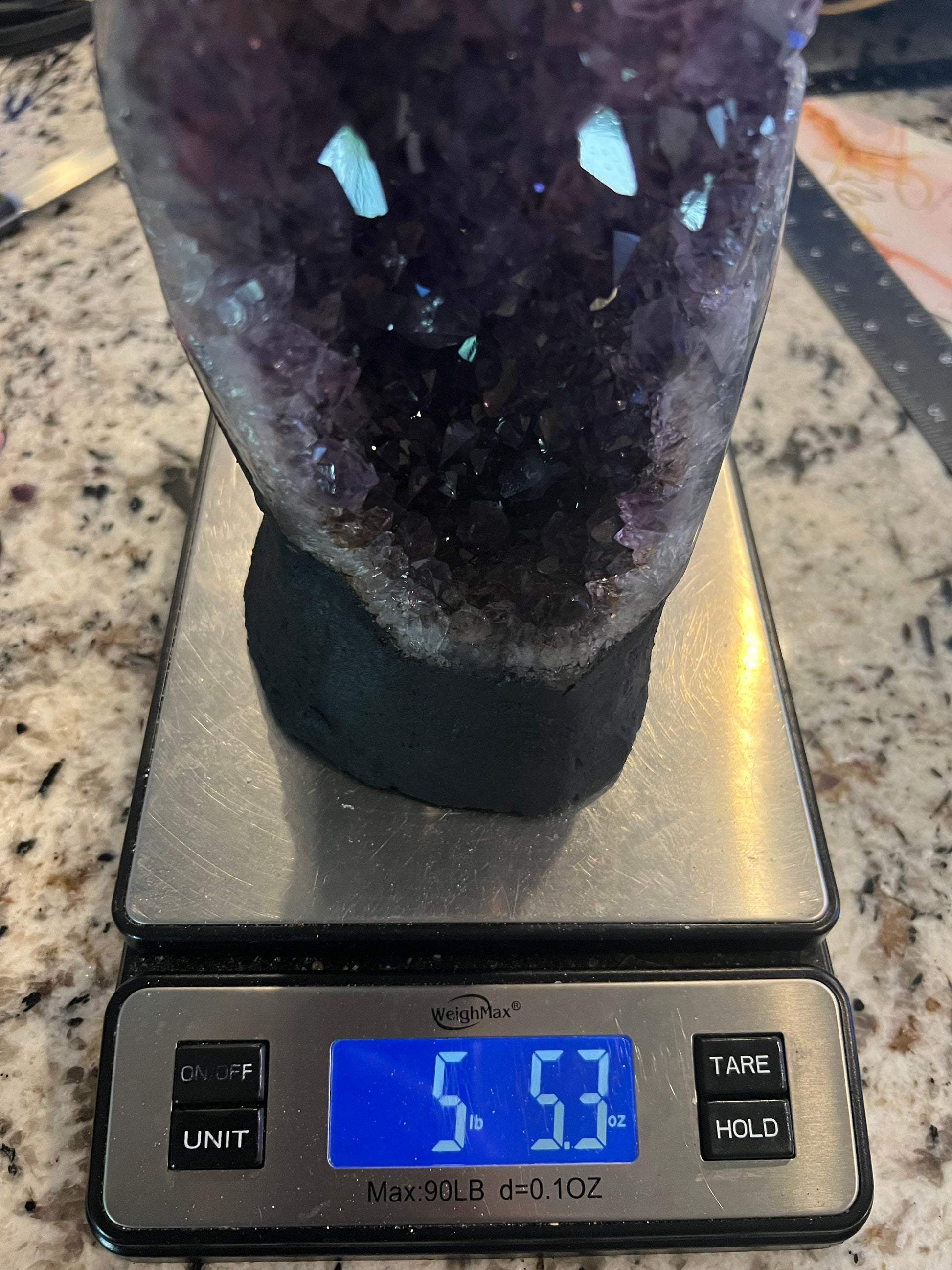 Amethyst 5.5pounds with Polished Sides from Brazil Extra A+ Dark Color, Open faced.