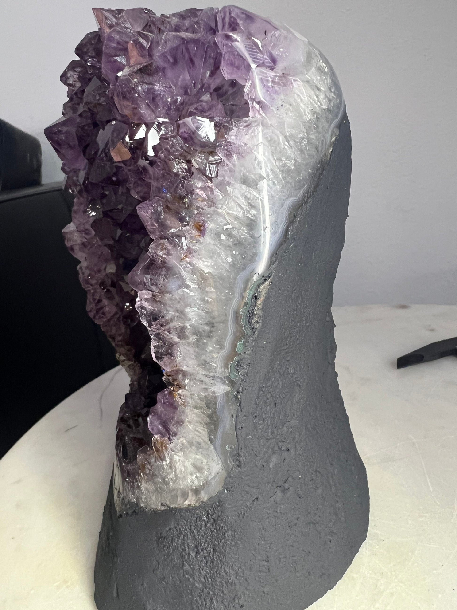 Amethyst 5.5pounds with Polished Sides from Brazil Extra A+ Dark Color, Open faced.