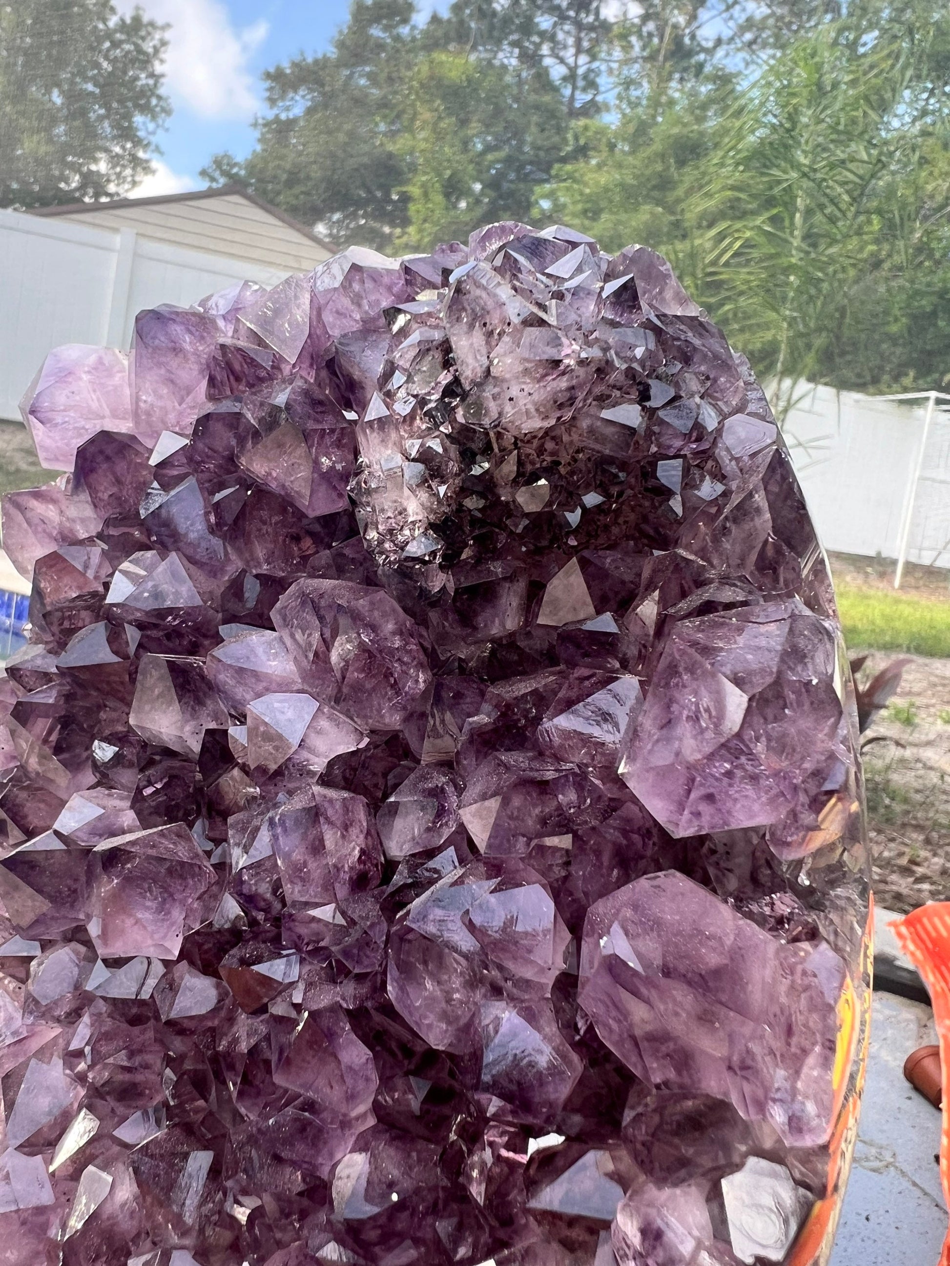 Amethyst 9pounds 8oz with Polished Sides from Brazil Extra A+ Dark Color, Open faced.