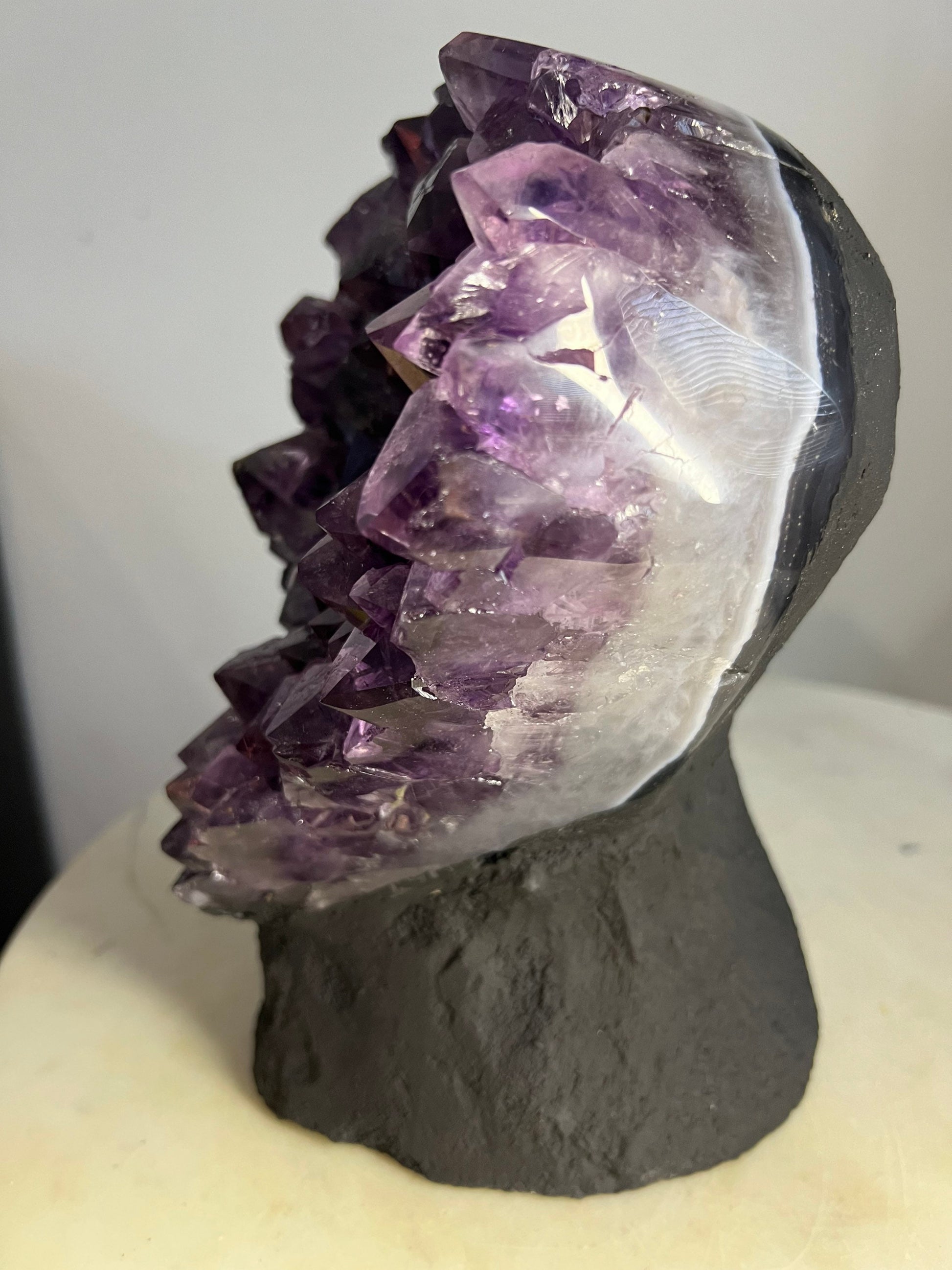 Amethyst 10pounds 11oz with Polished Sides from Brazil Extra A+ Dark Color, Open faced.