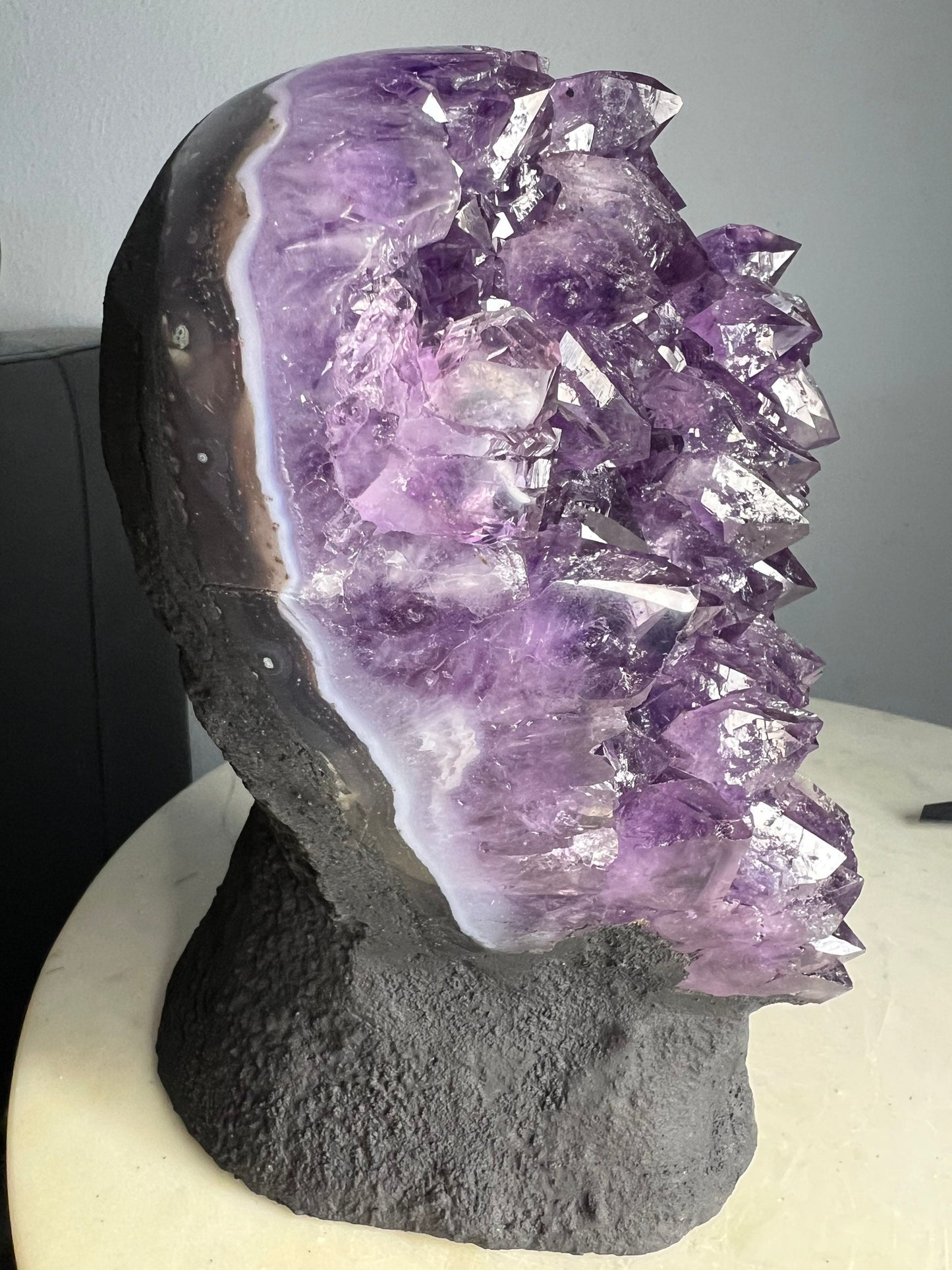 Amethyst 10pounds 11oz with Polished Sides from Brazil Extra A+ Dark Color, Open faced.