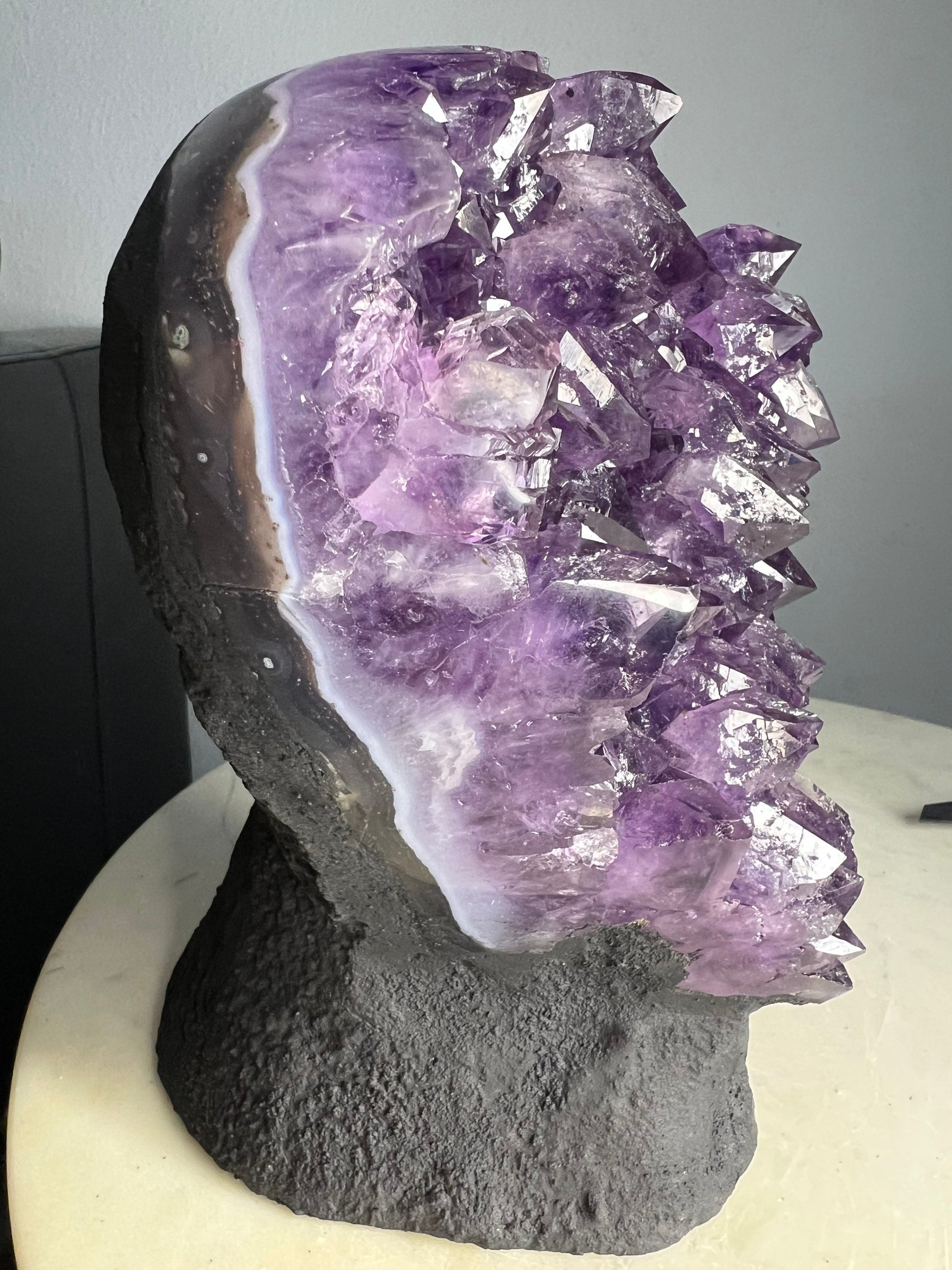 Amethyst 10pounds 11oz with Polished Sides from Brazil Extra A+ Dark Color, Open faced.