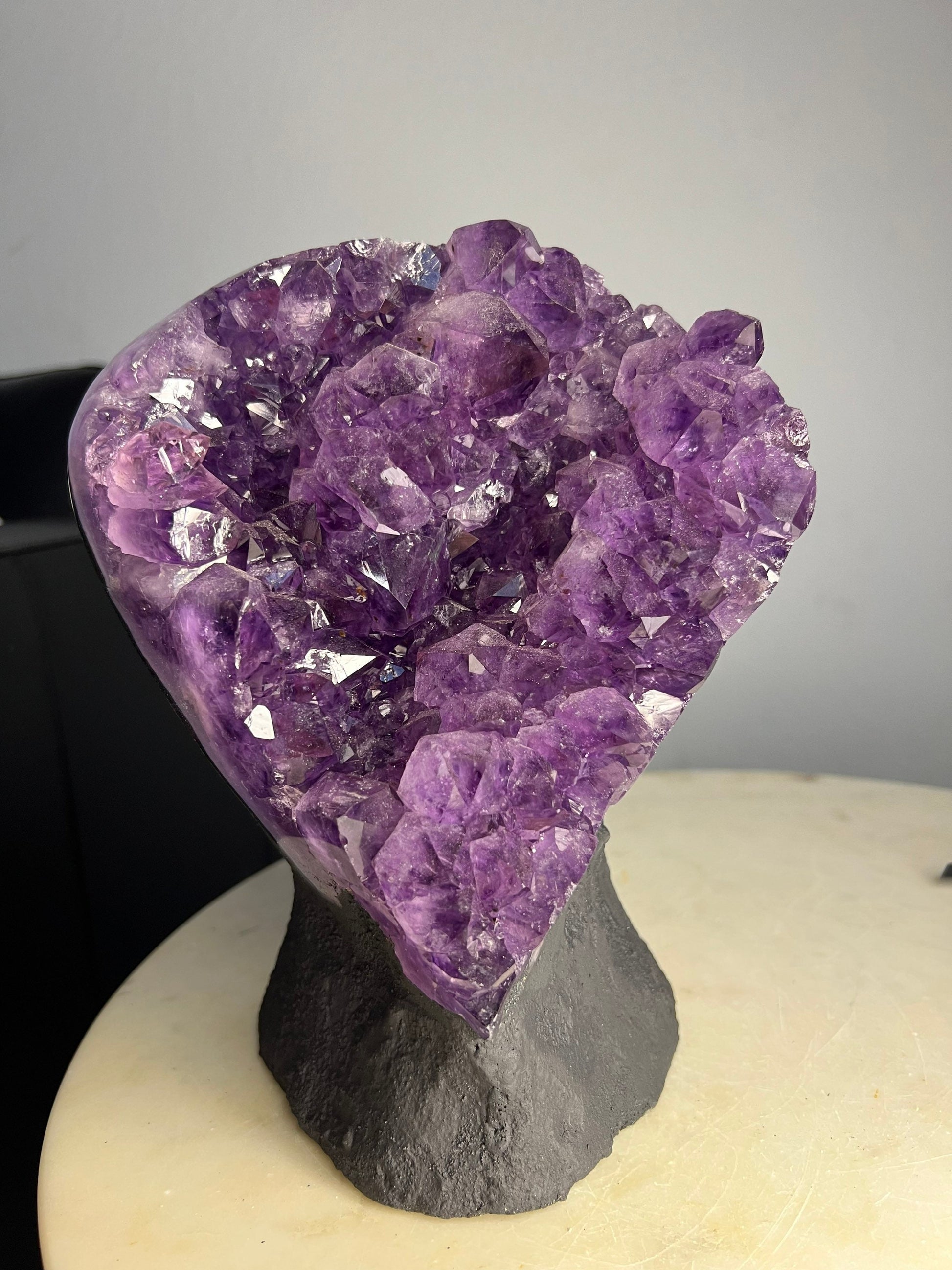 Amethyst 10pounds 11oz with Polished Sides from Brazil Extra A+ Dark Color, Open faced.