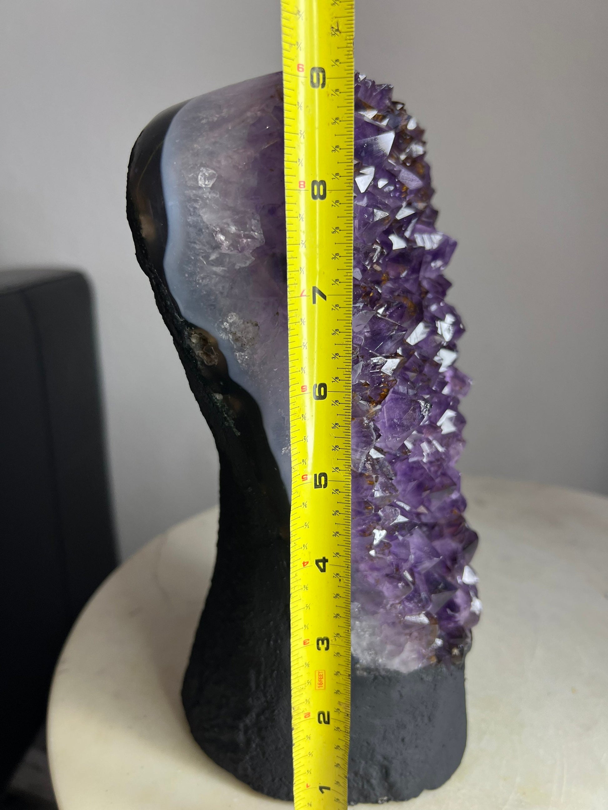 Amethyst 7pounds 15oz with Polished Sides from Brazil Extra A+ Dark Color, Open faced.