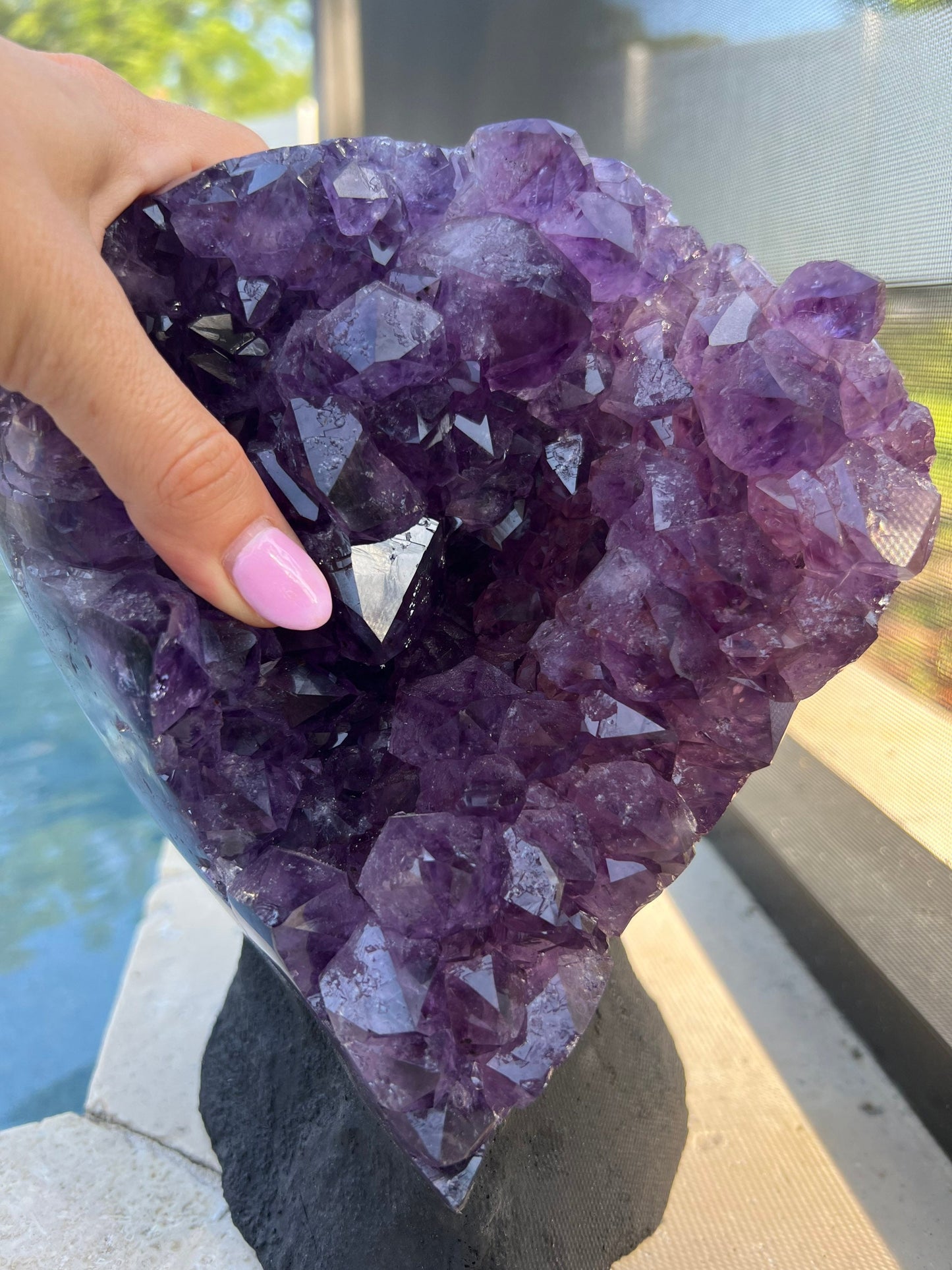 Amethyst 10pounds 11oz with Polished Sides from Brazil Extra A+ Dark Color, Open faced.