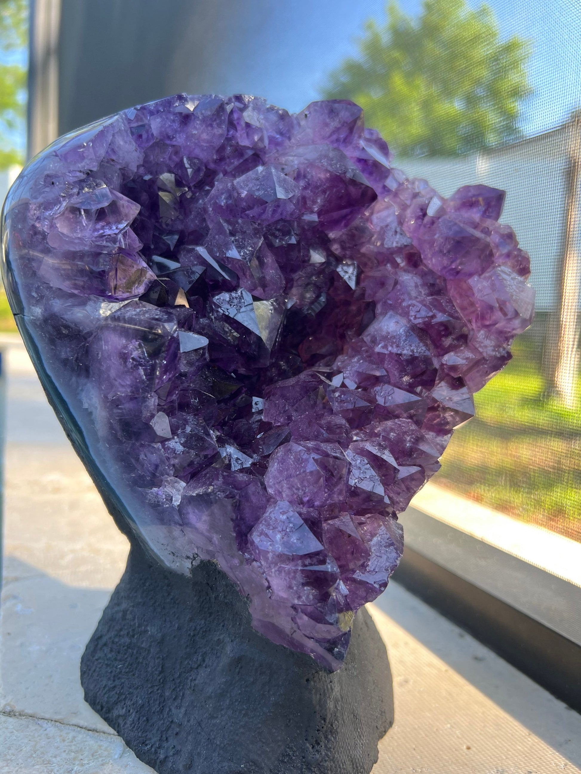 Amethyst 10pounds 11oz with Polished Sides from Brazil Extra A+ Dark Color, Open faced.