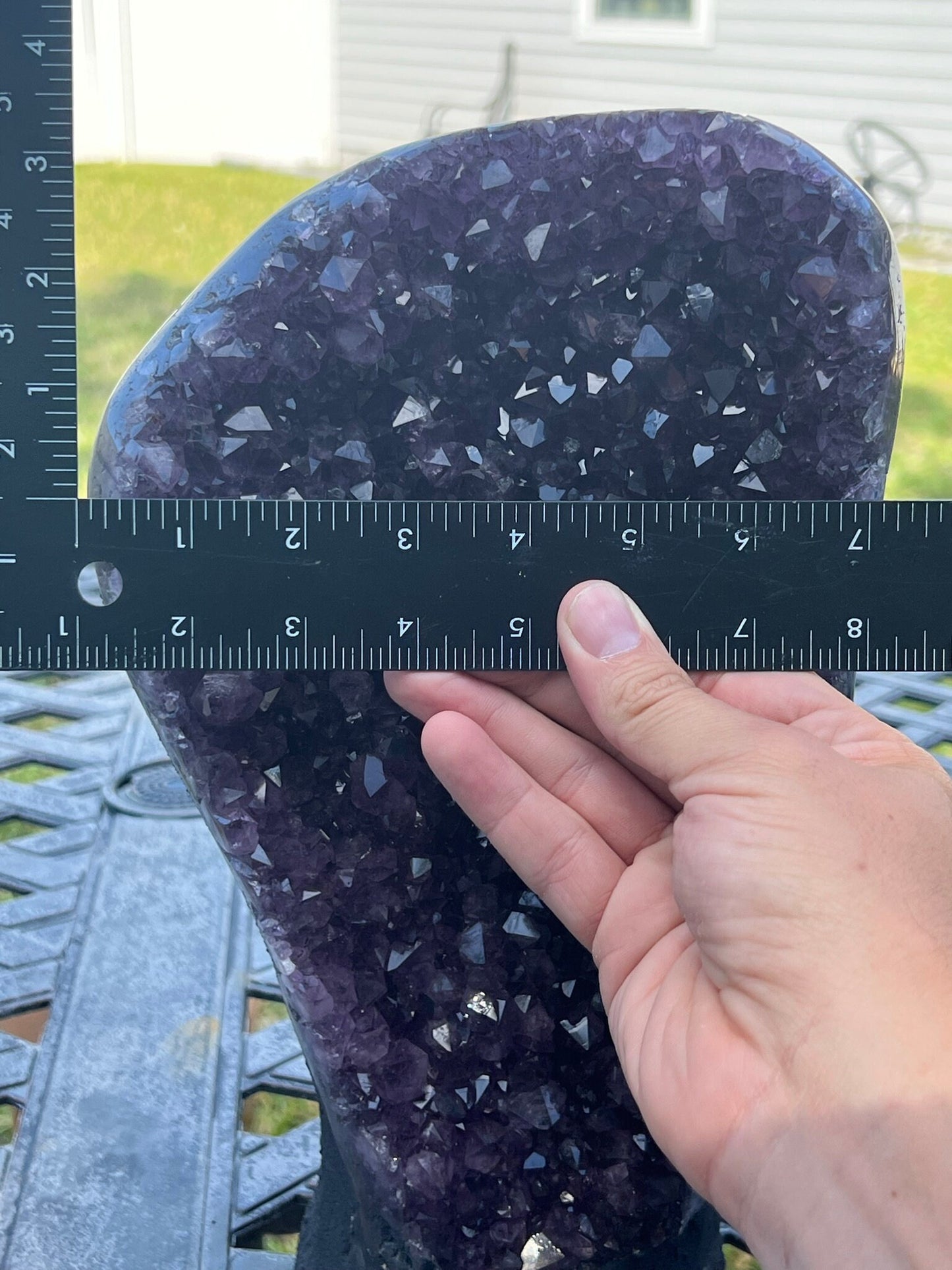 Amethyst Crystal Cluster 13lb 10oz on base with Polished Sides from Brazil Extra A+ Dark Color