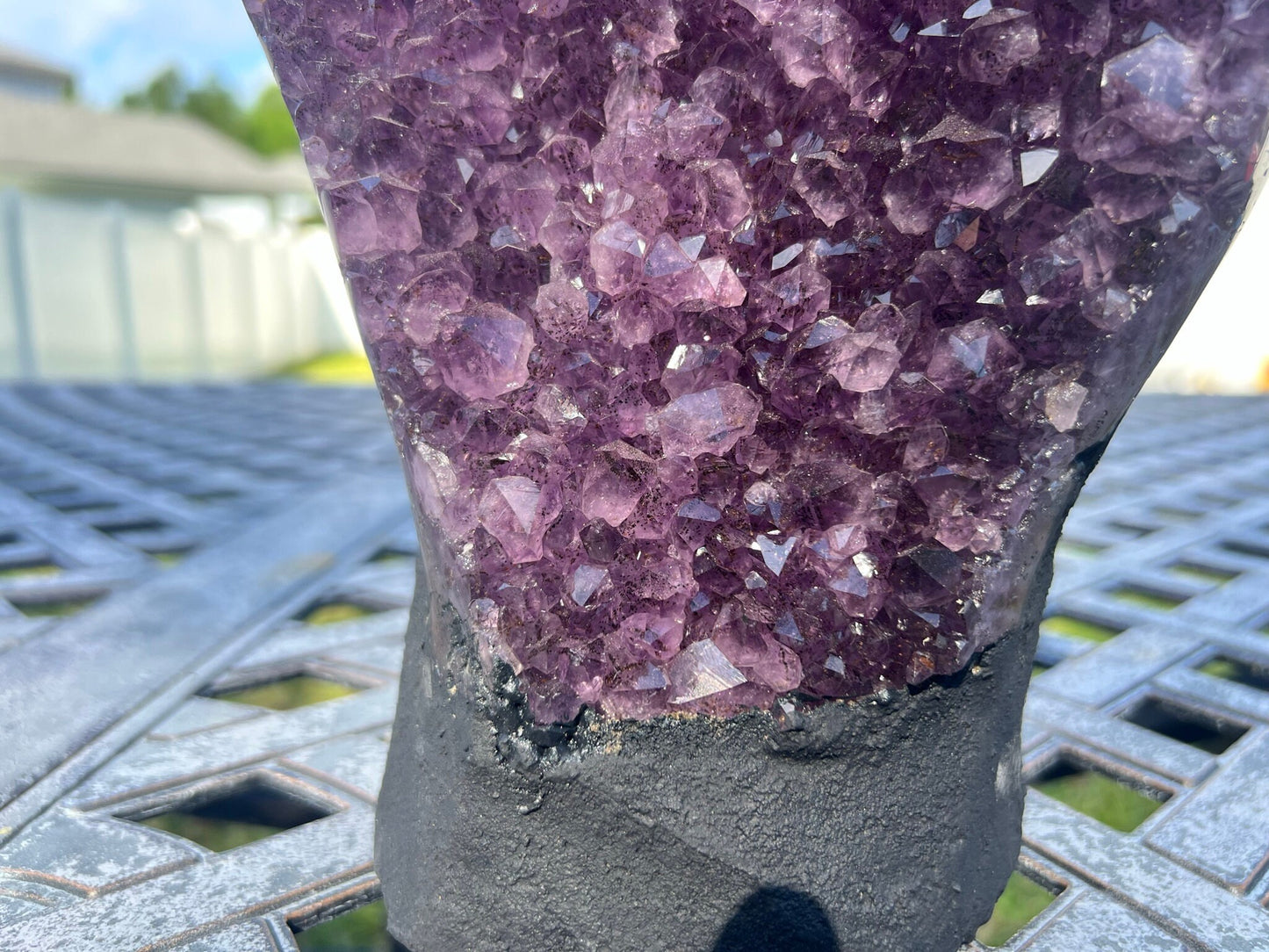 Amethyst Crystal Cluster 13lb 10oz on base with Polished Sides from Brazil Extra A+ Dark Color