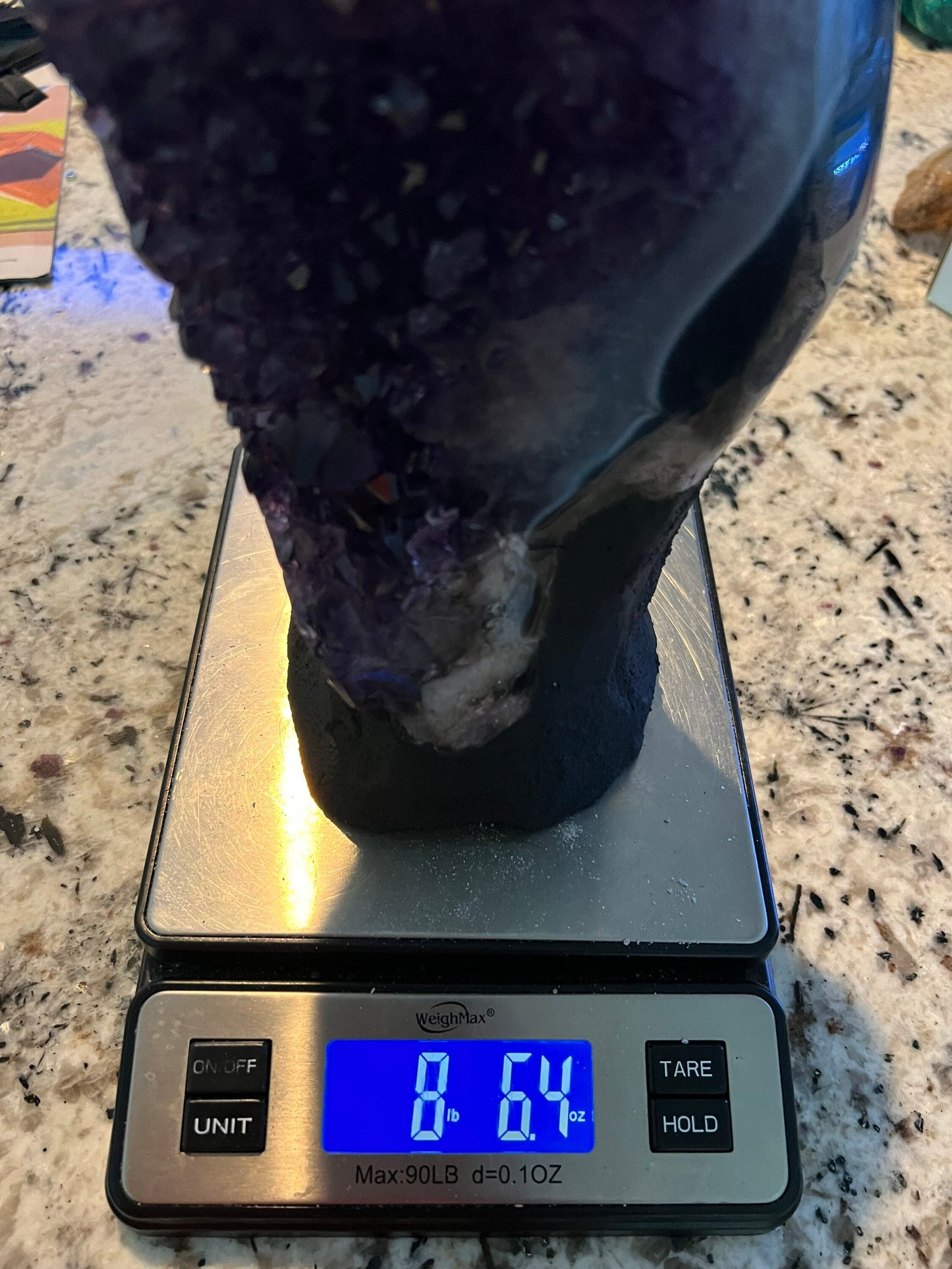 Amethyst 8pounds 6oz with Polished Sides from Brazil Extra A+ Dark Color, Open faced.