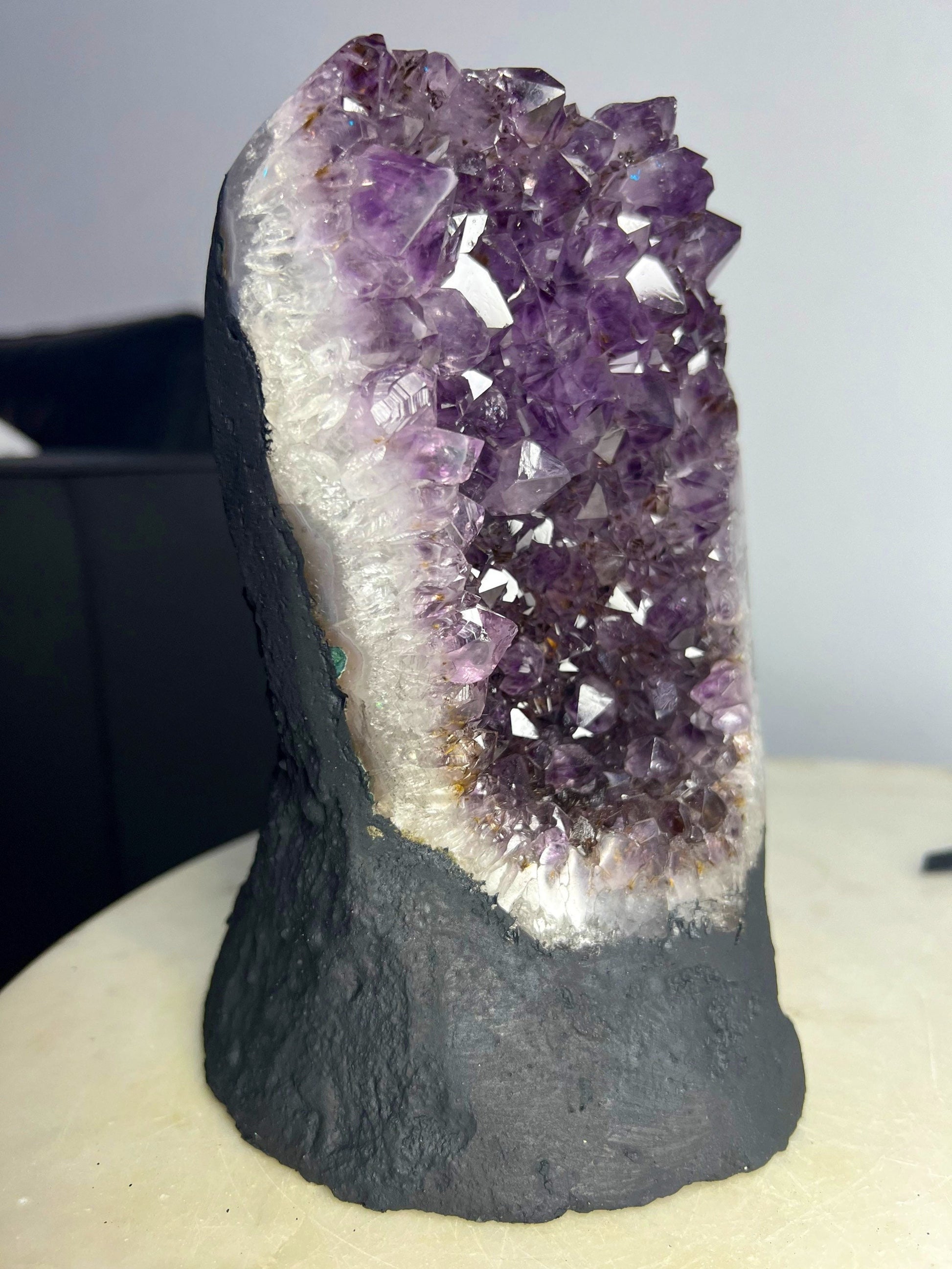 Amethyst 5.5pounds with Polished Sides from Brazil Extra A+ Dark Color, Open faced.