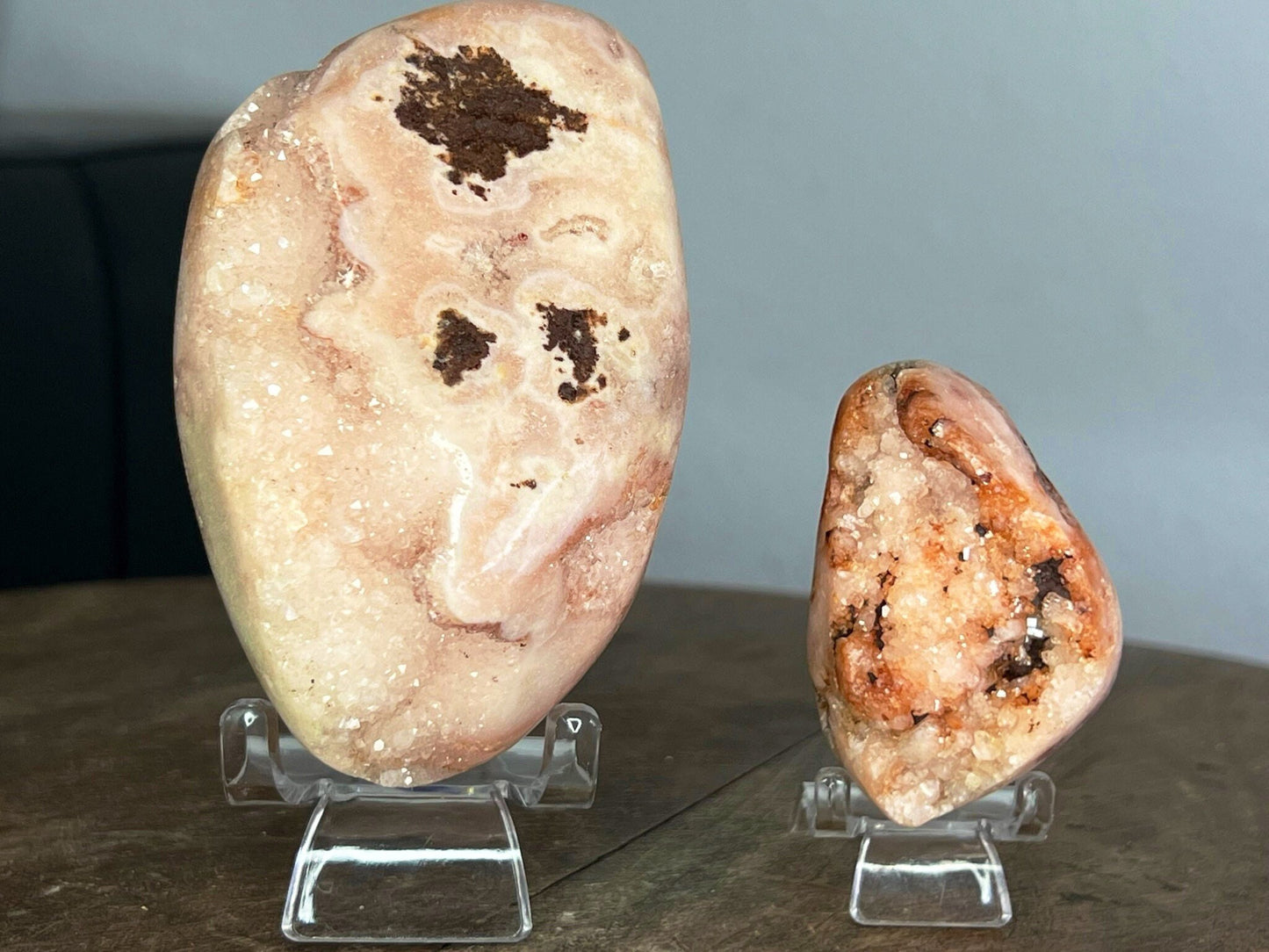 2 Piece Pink Amethyst Polished Cluster Crystal Set 500g total weight from Brazil