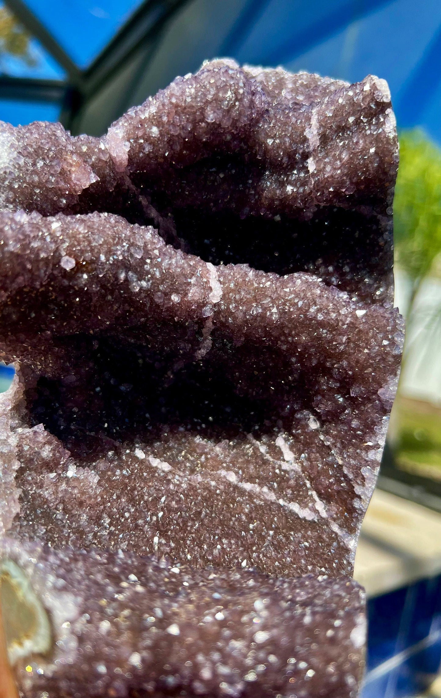 Amethyst from Brazil 5lbs 13oz with stand and lots of shine.
