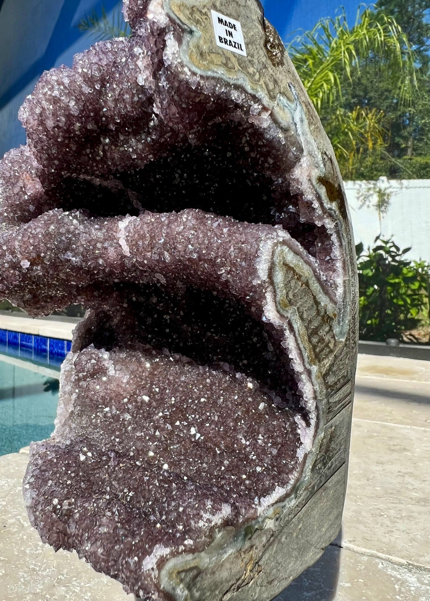 Amethyst from Brazil 5lbs 13oz with stand and lots of shine.