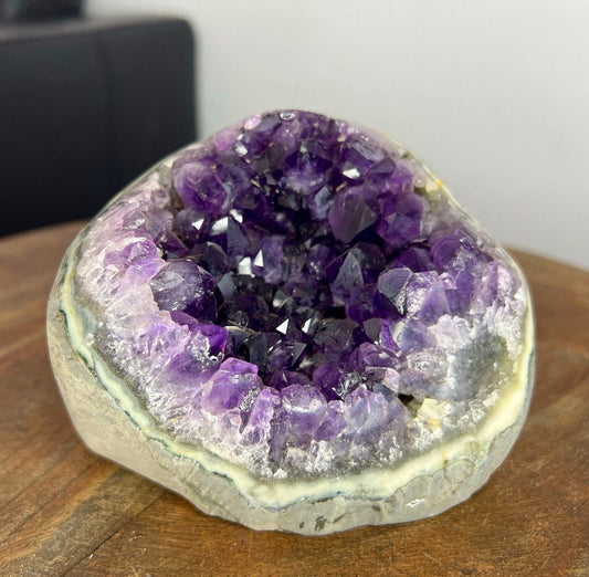 3lb Cut base Amethyst Crystal Freestanding from Brazil Dark Rich Purple Color