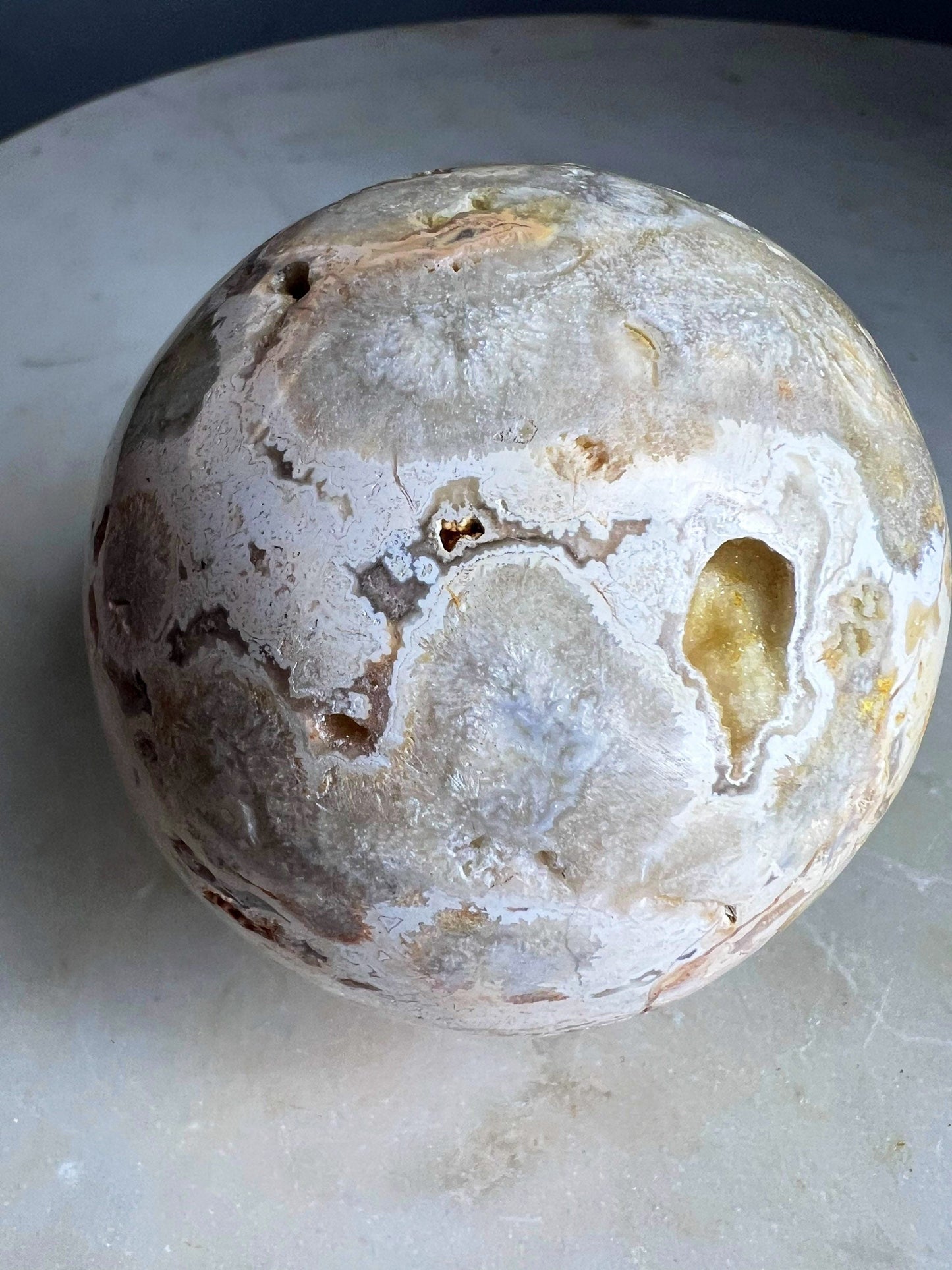 Crazy lace agate 69mm sphere 15oz