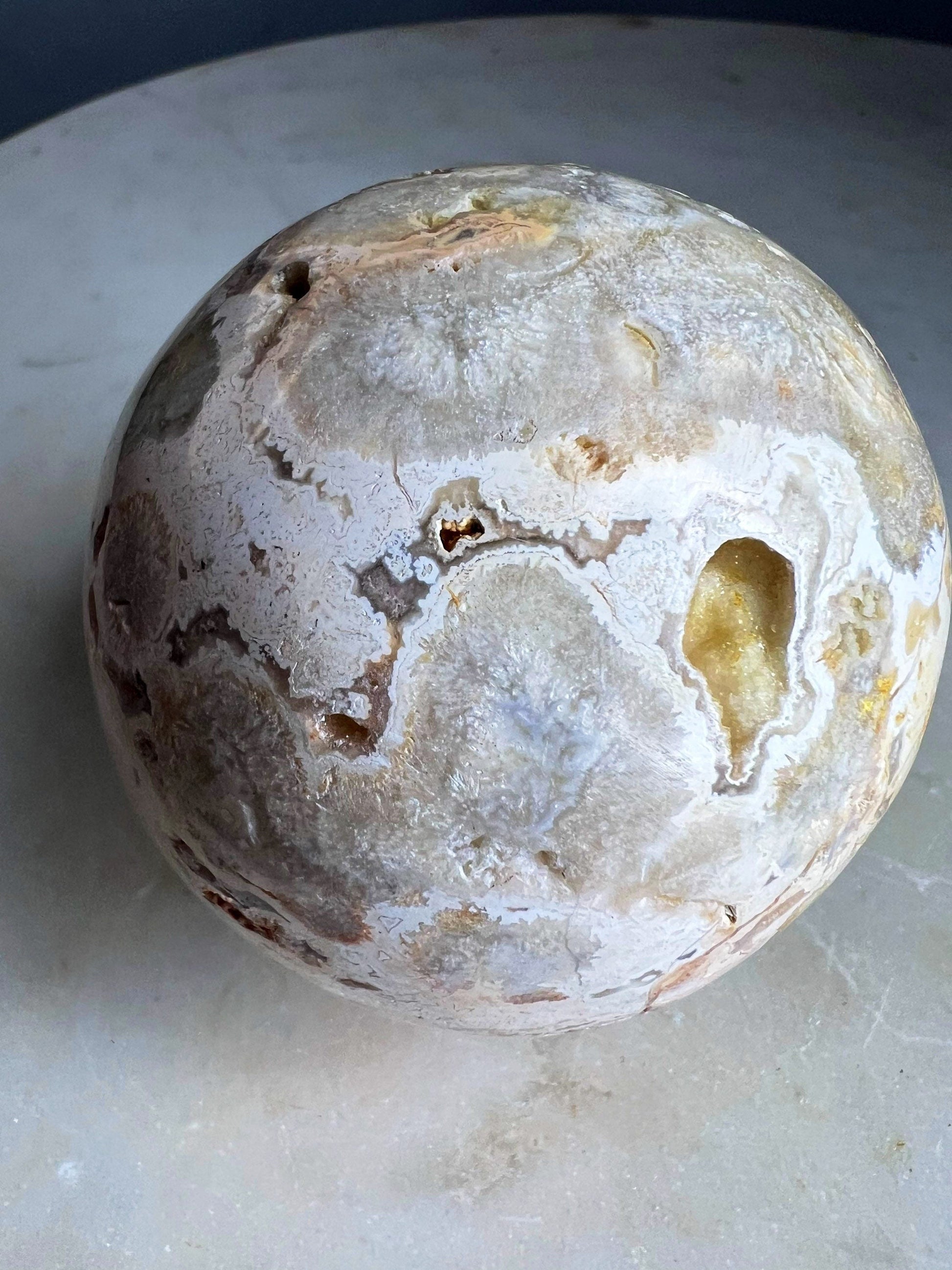 Crazy lace agate 69mm sphere 15oz