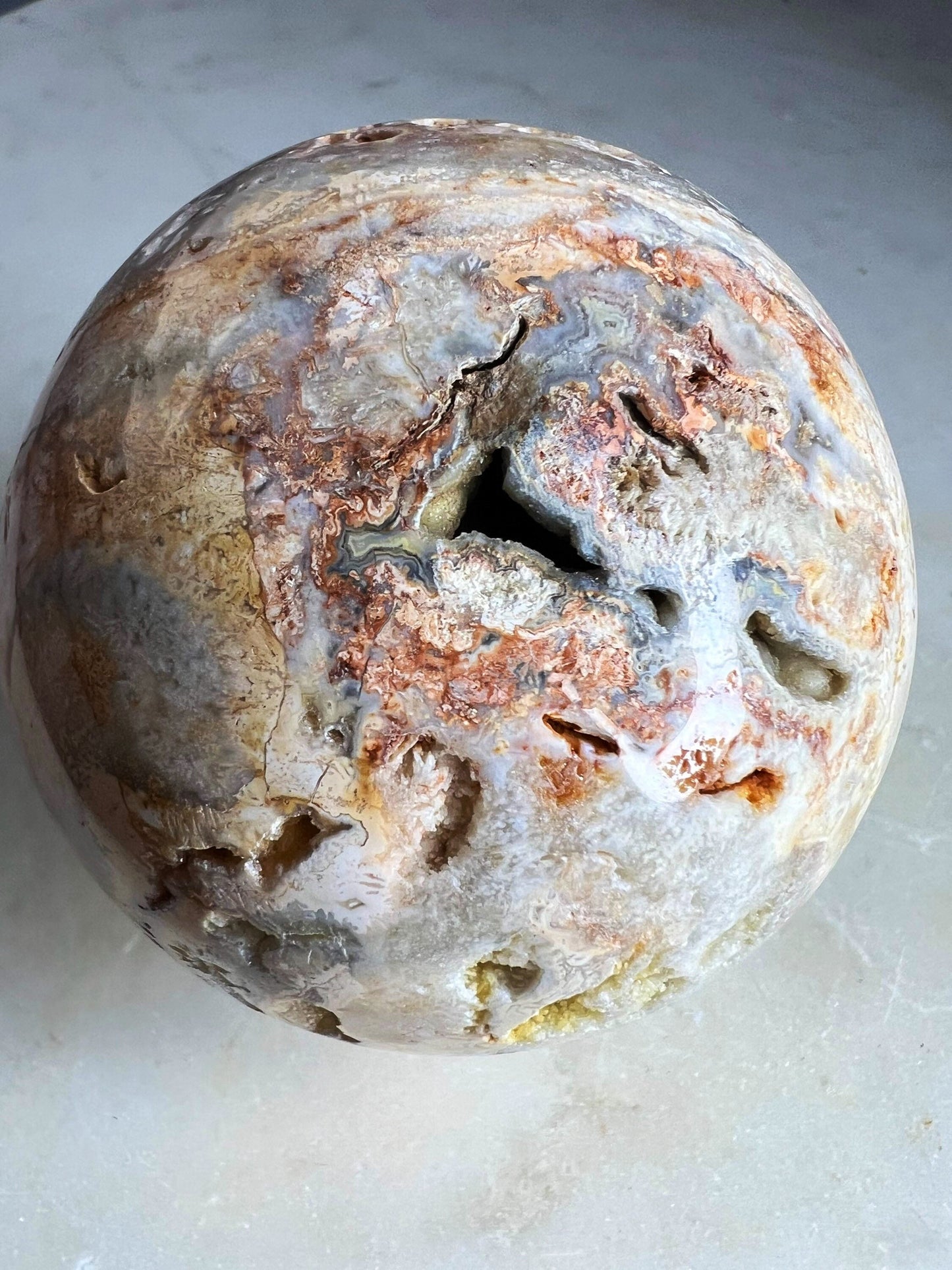 Crazy lace agate 69mm sphere 15oz