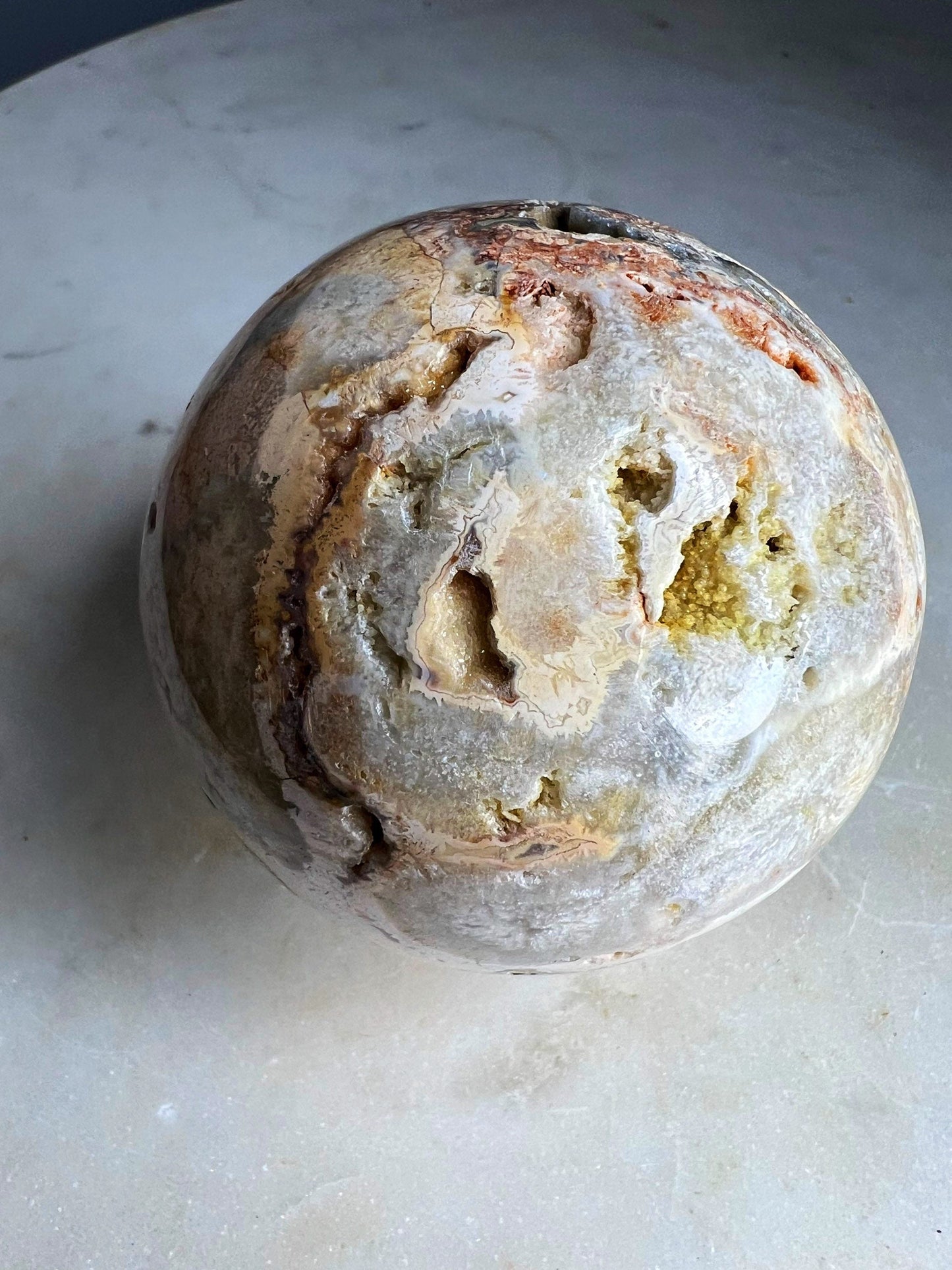 Crazy lace agate 69mm sphere 15oz