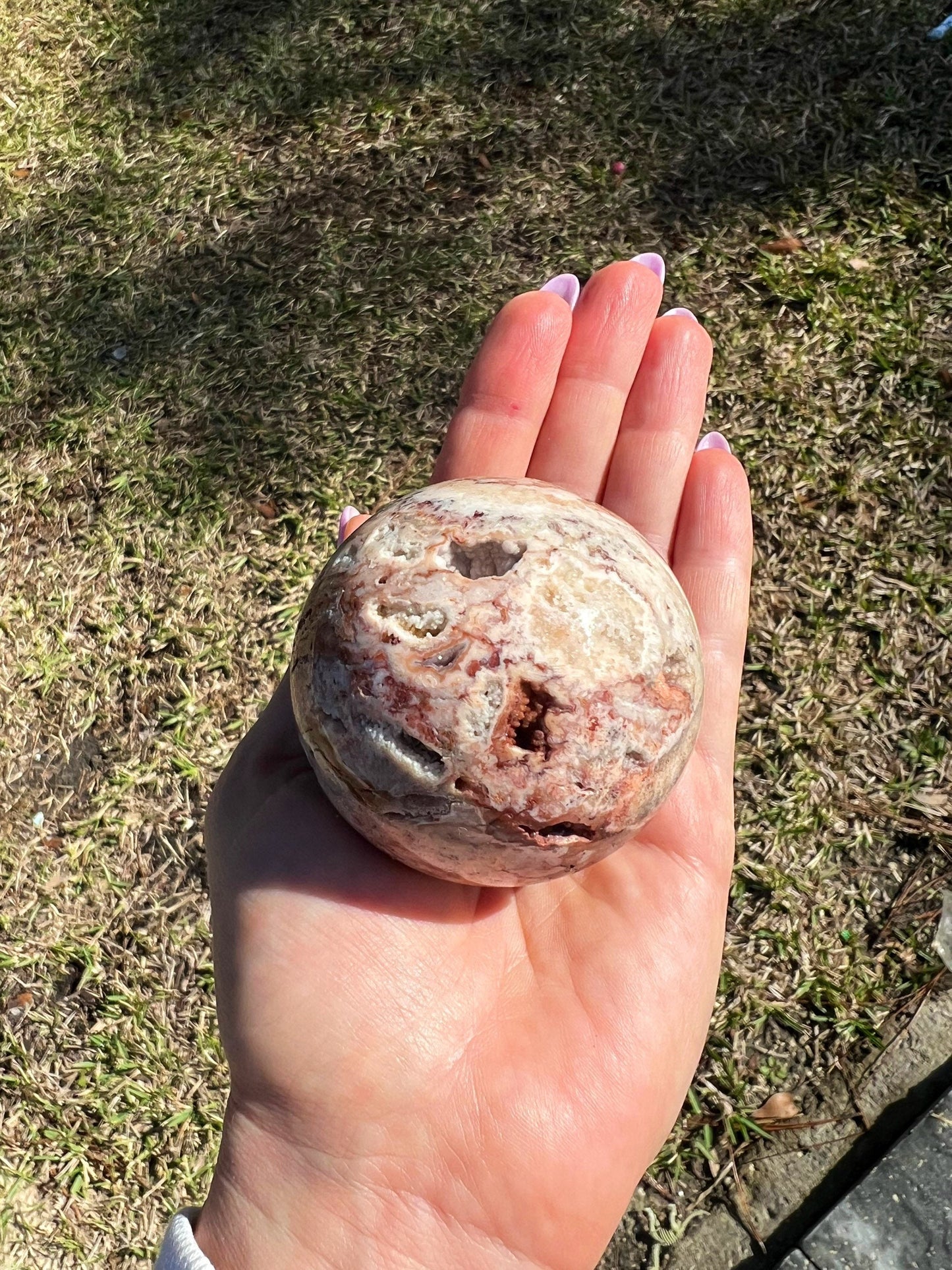 Crazy lace agate sphere 60mm 282g