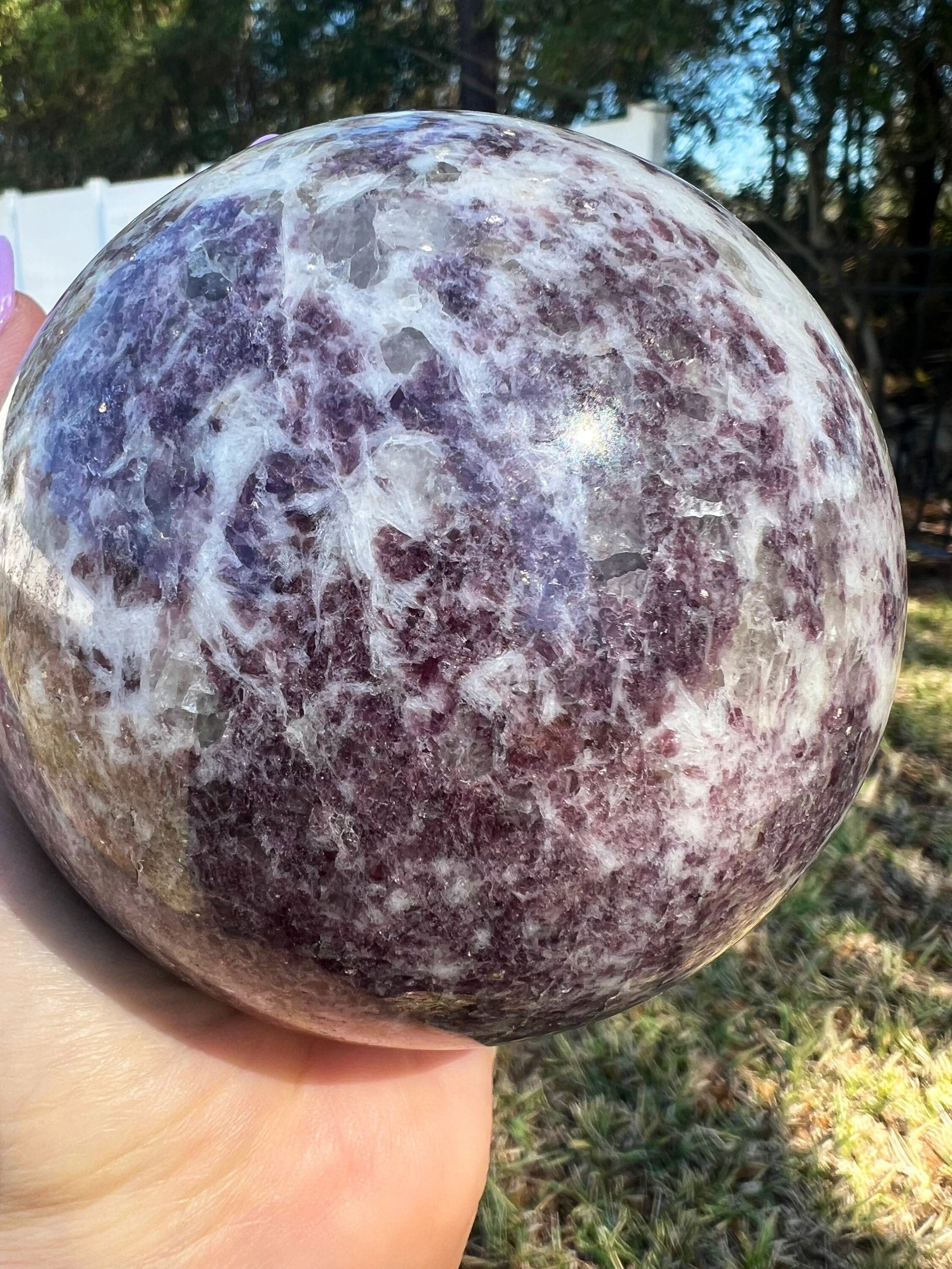 Lepidolite sphere with smoky Quartz  2lb 11oz 93.9mm