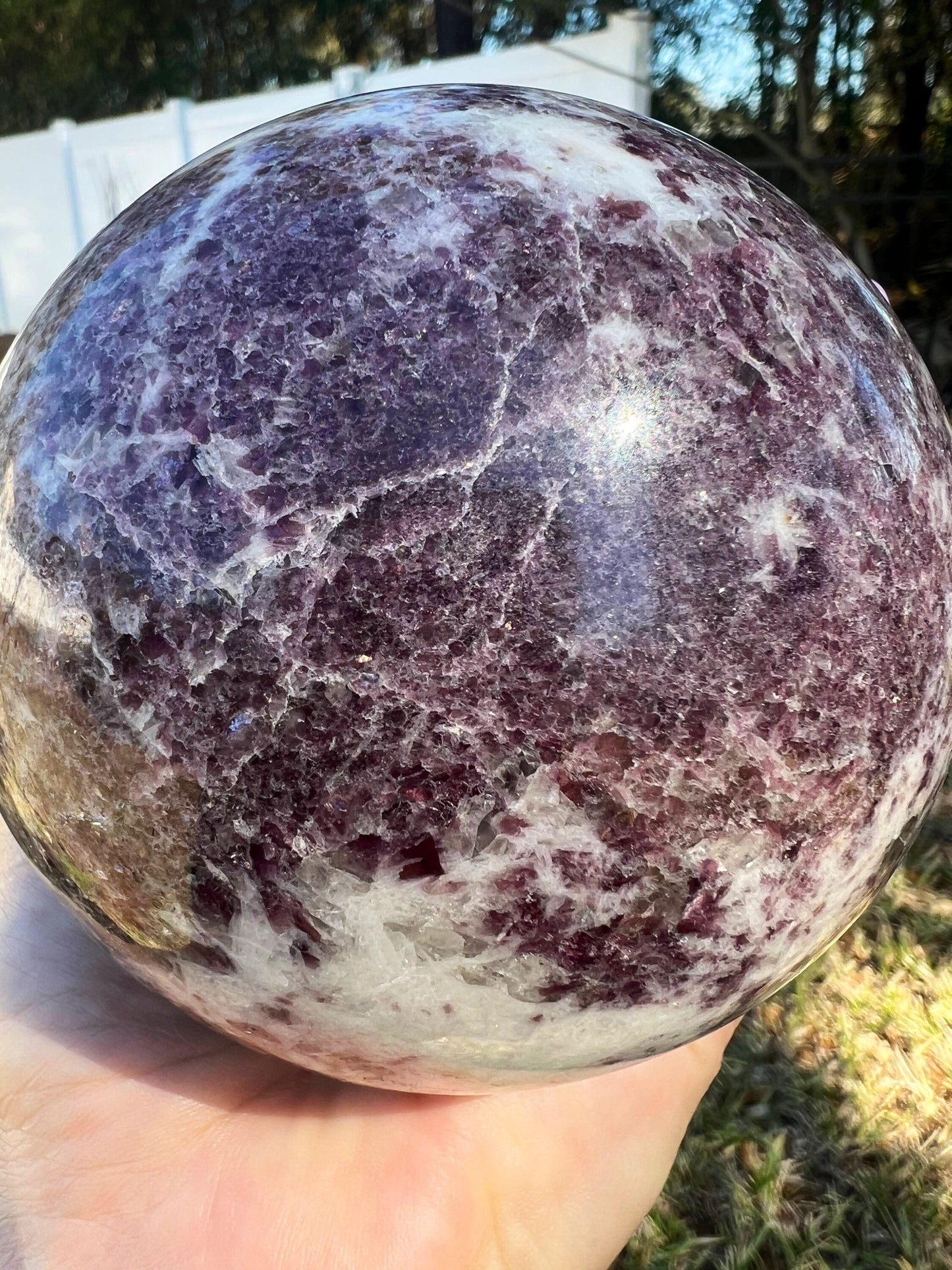 Lepidolite sphere with smoky Quartz  2lb 11oz 93.9mm