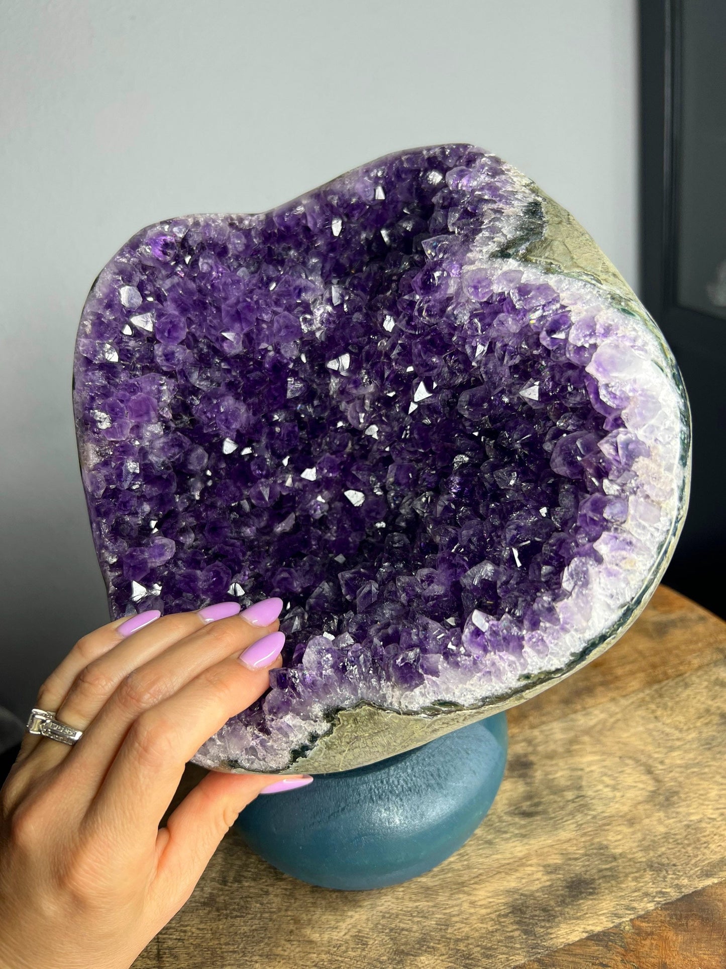 Amethysts total weight with stand 13 pounds 2oz .