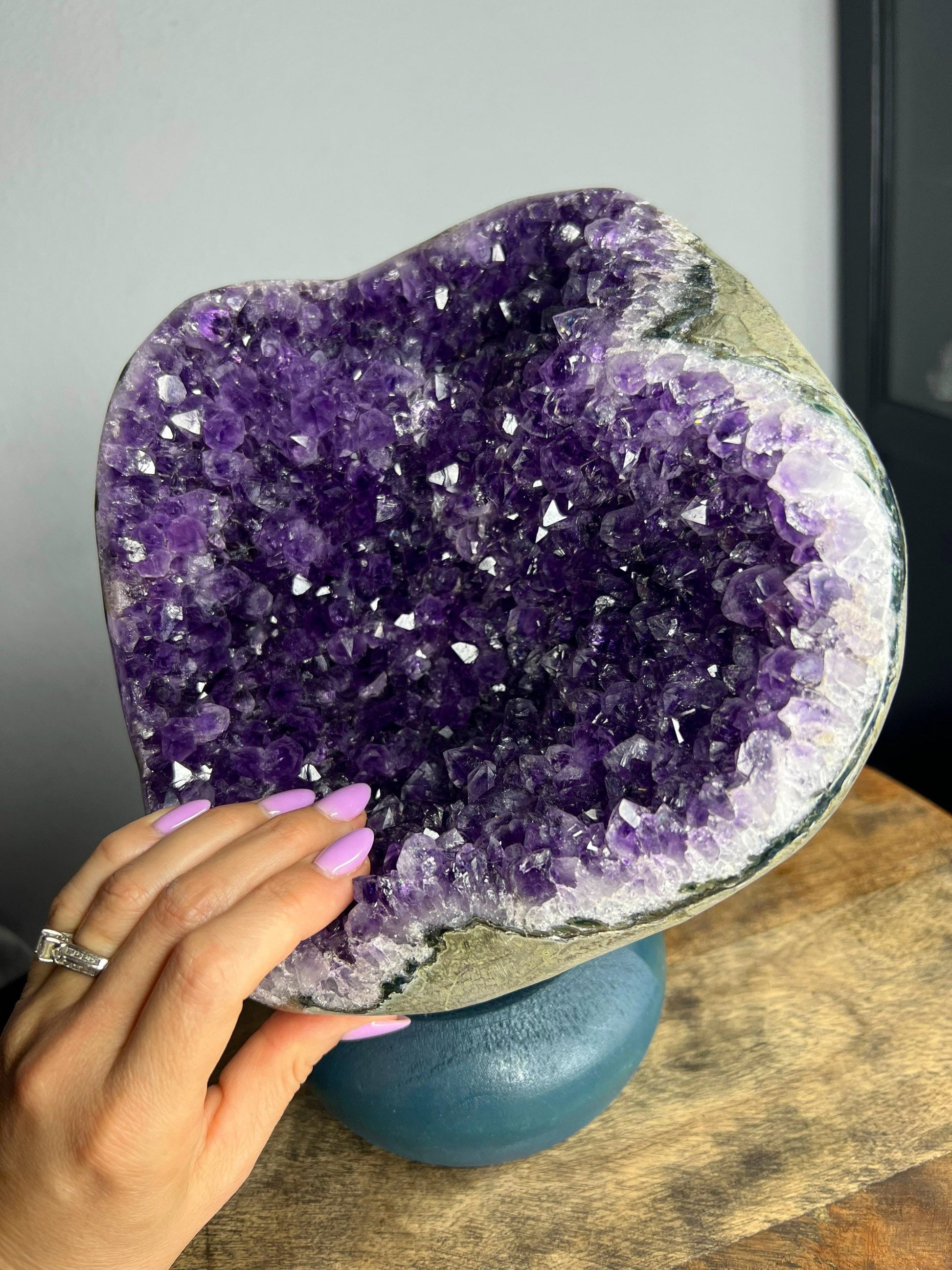 Amethysts total weight with stand 13 pounds 2oz .