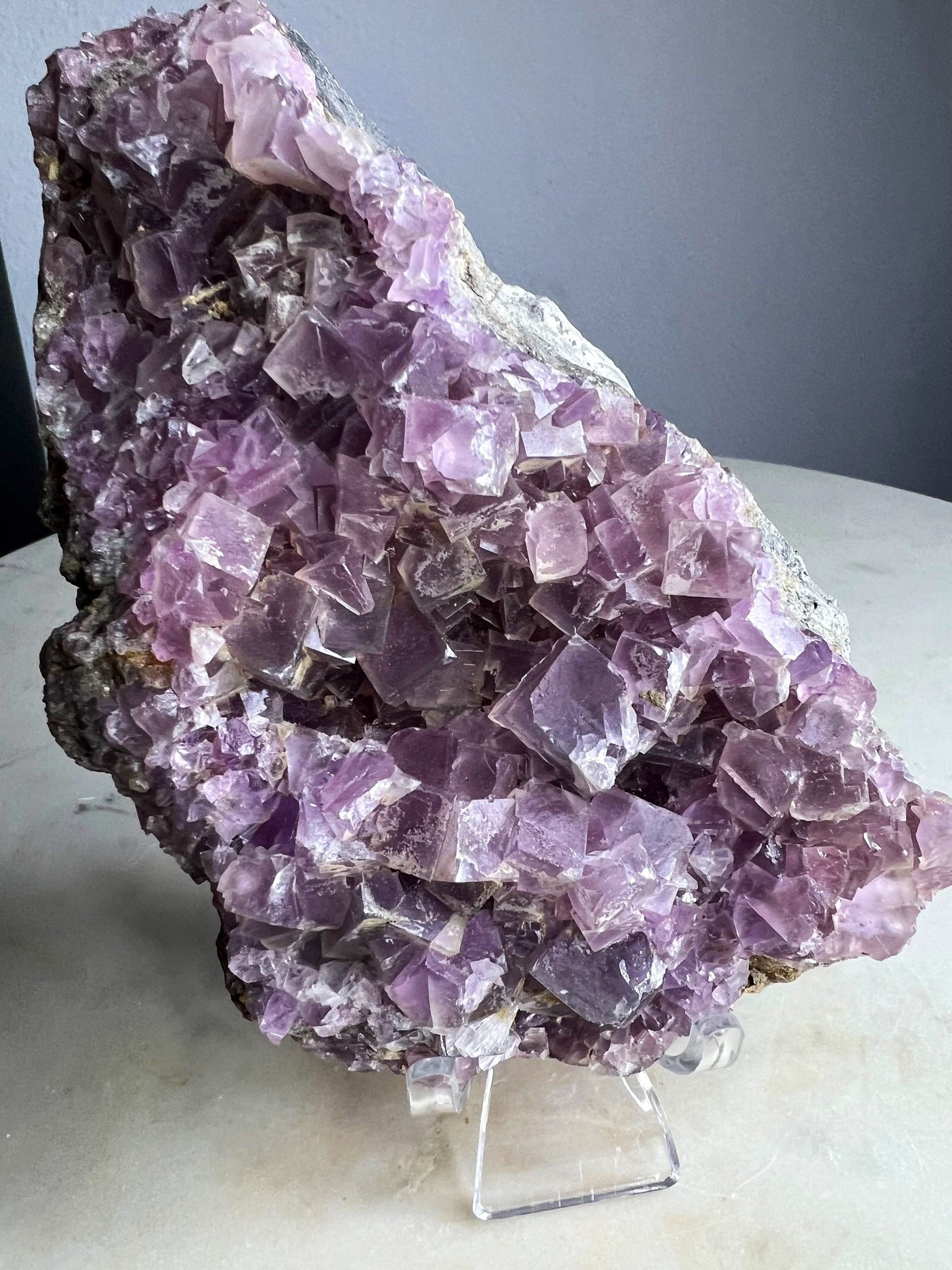 light purple Cubed fluorite Cluster 1pound 15oz 6 inches long