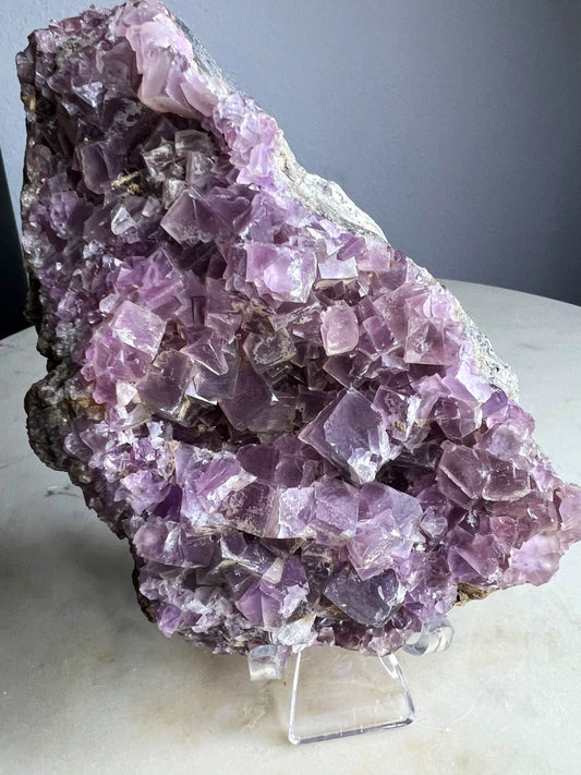 light purple Cubed fluorite Cluster 1pound 15oz 6 inches long