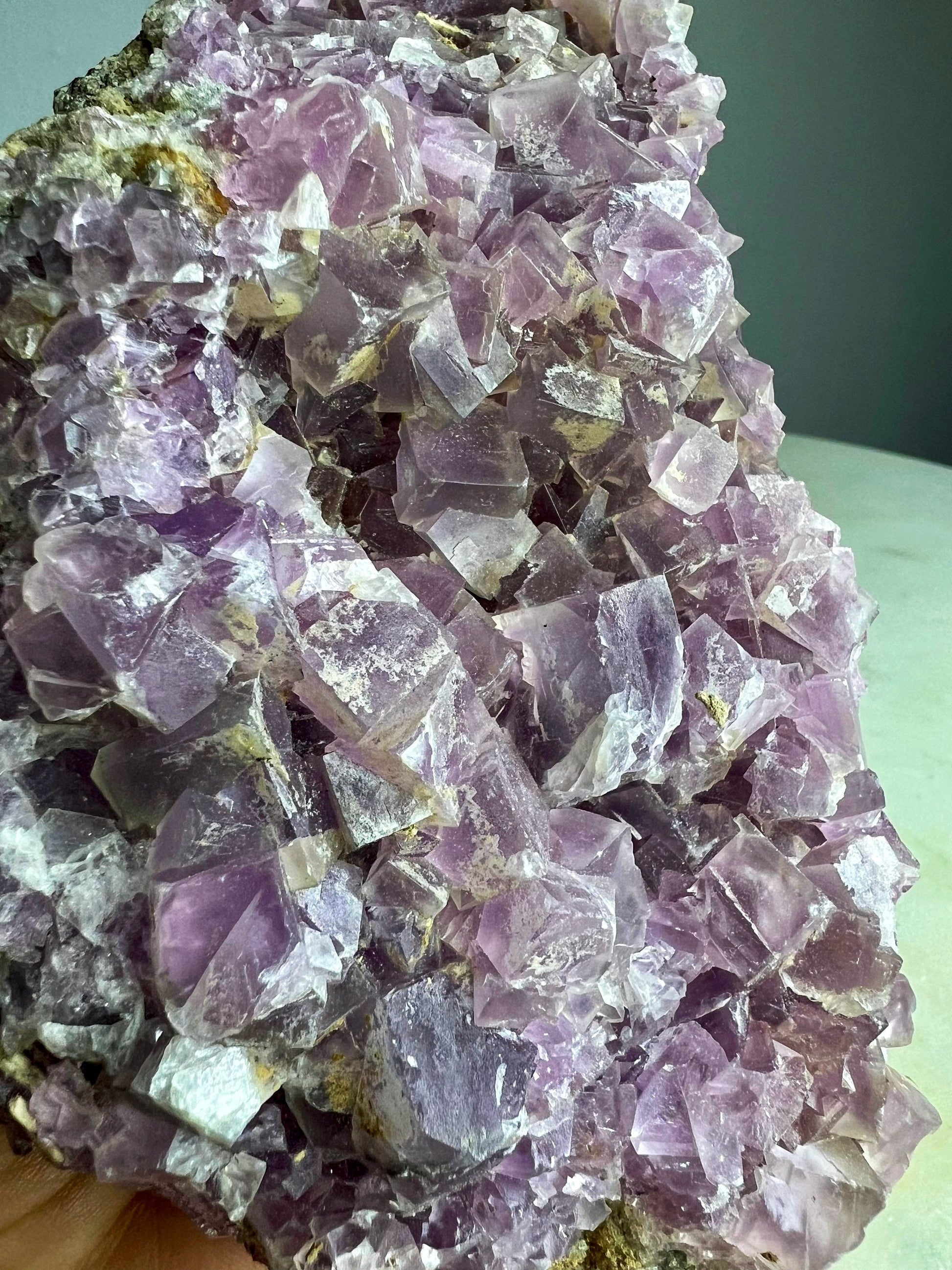 light purple Cubed fluorite Cluster 1pound 15oz 6 inches long
