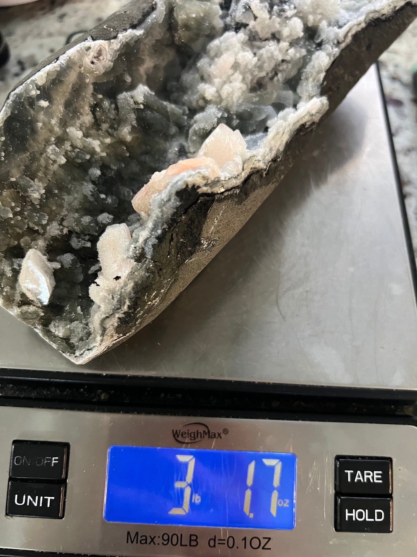 Black chalcedony with Stilbite and Apophyllite