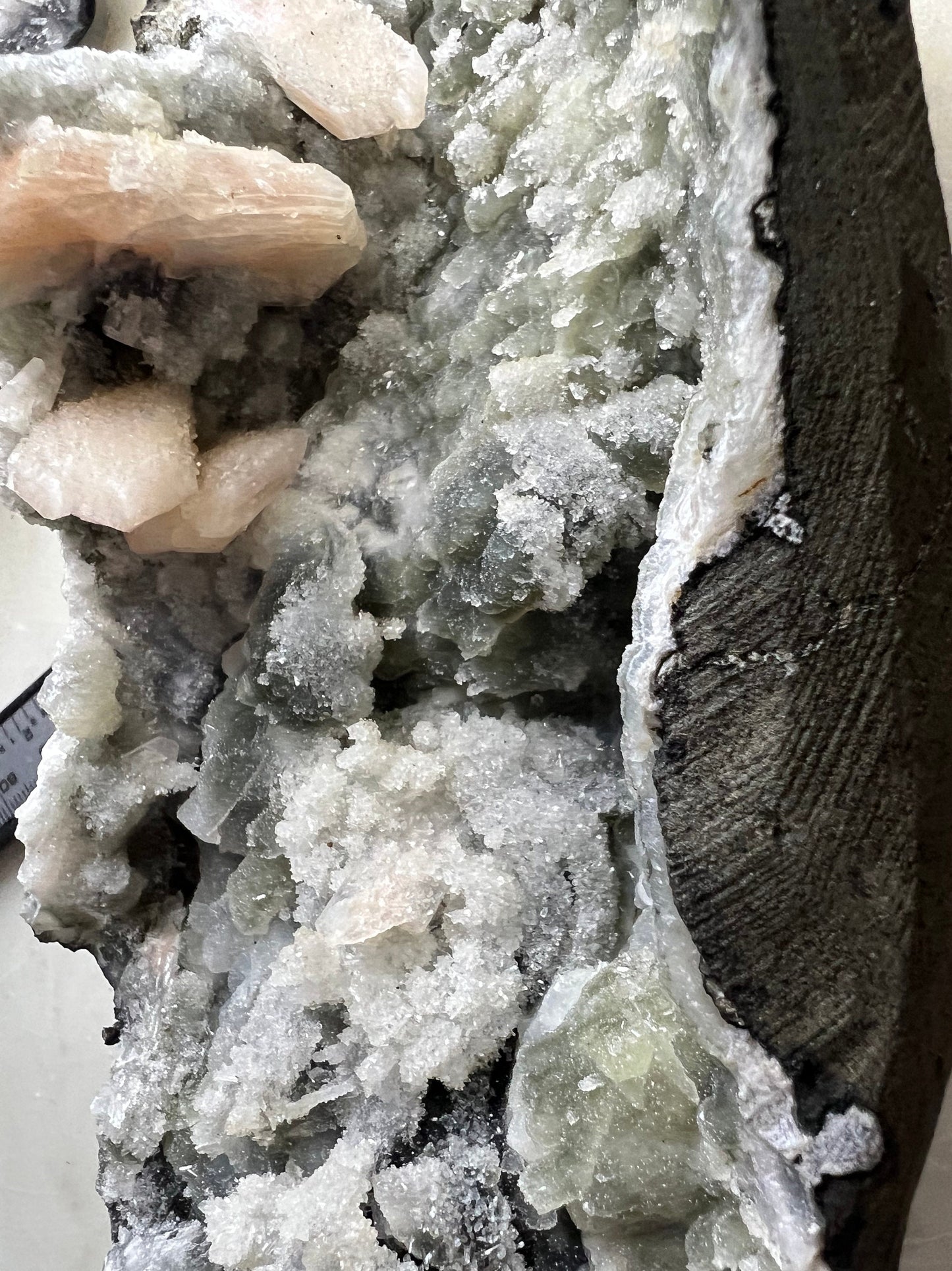 Black chalcedony with Stilbite and Apophyllite