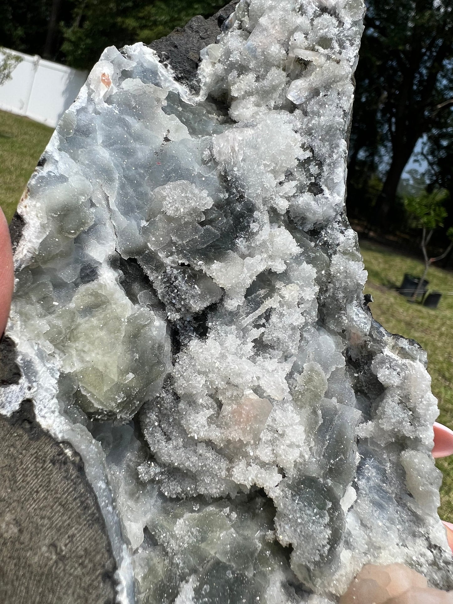 Black chalcedony with Stilbite and Apophyllite