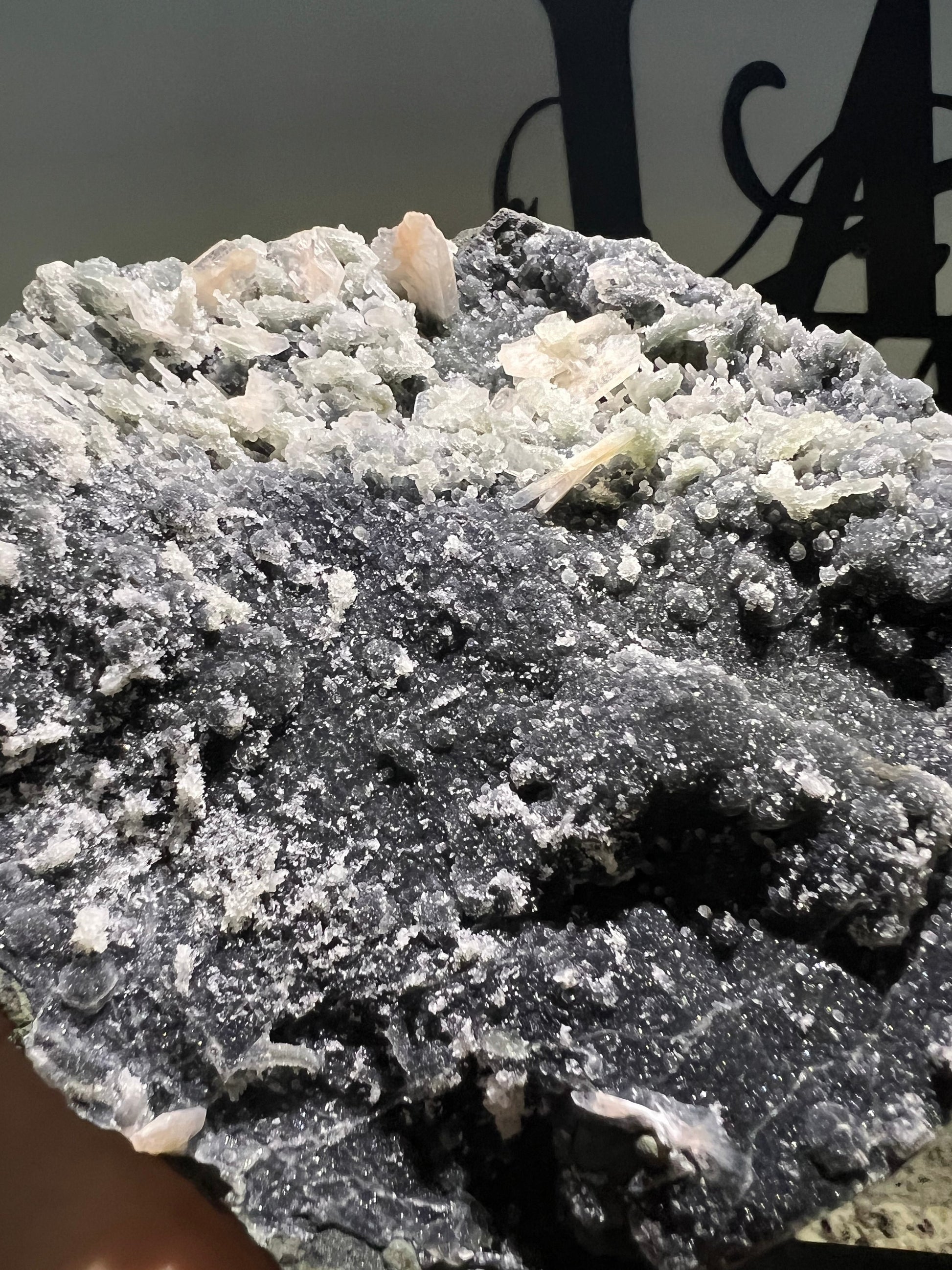 Black chalcedony with Stilbite crystal 2pounds 14oz