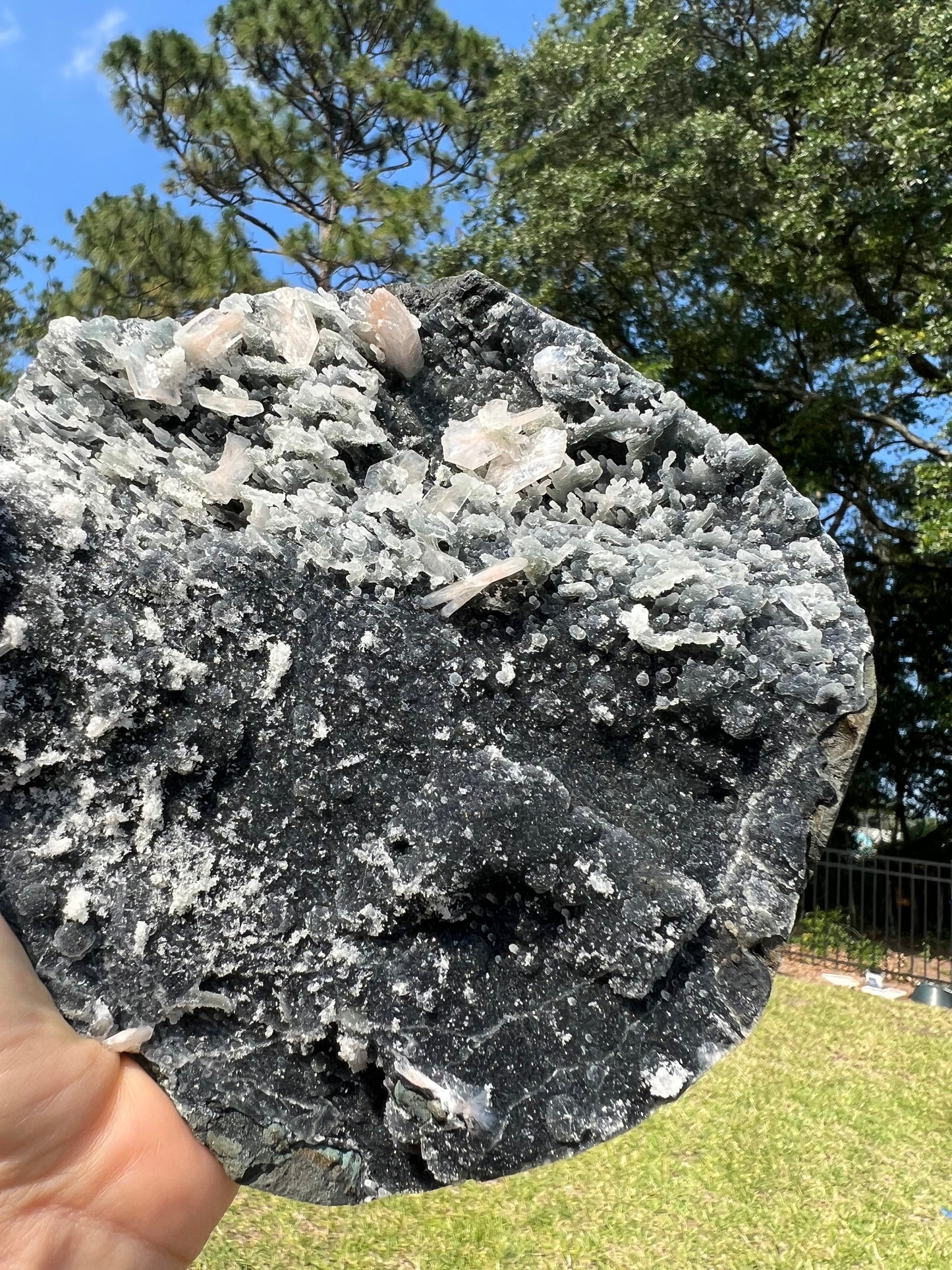 Black chalcedony with Stilbite crystal 2pounds 14oz